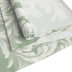 Elegant Muted Green Damask Table Runner: Timeless Floral Design for Weddings, Dining & Home Decor