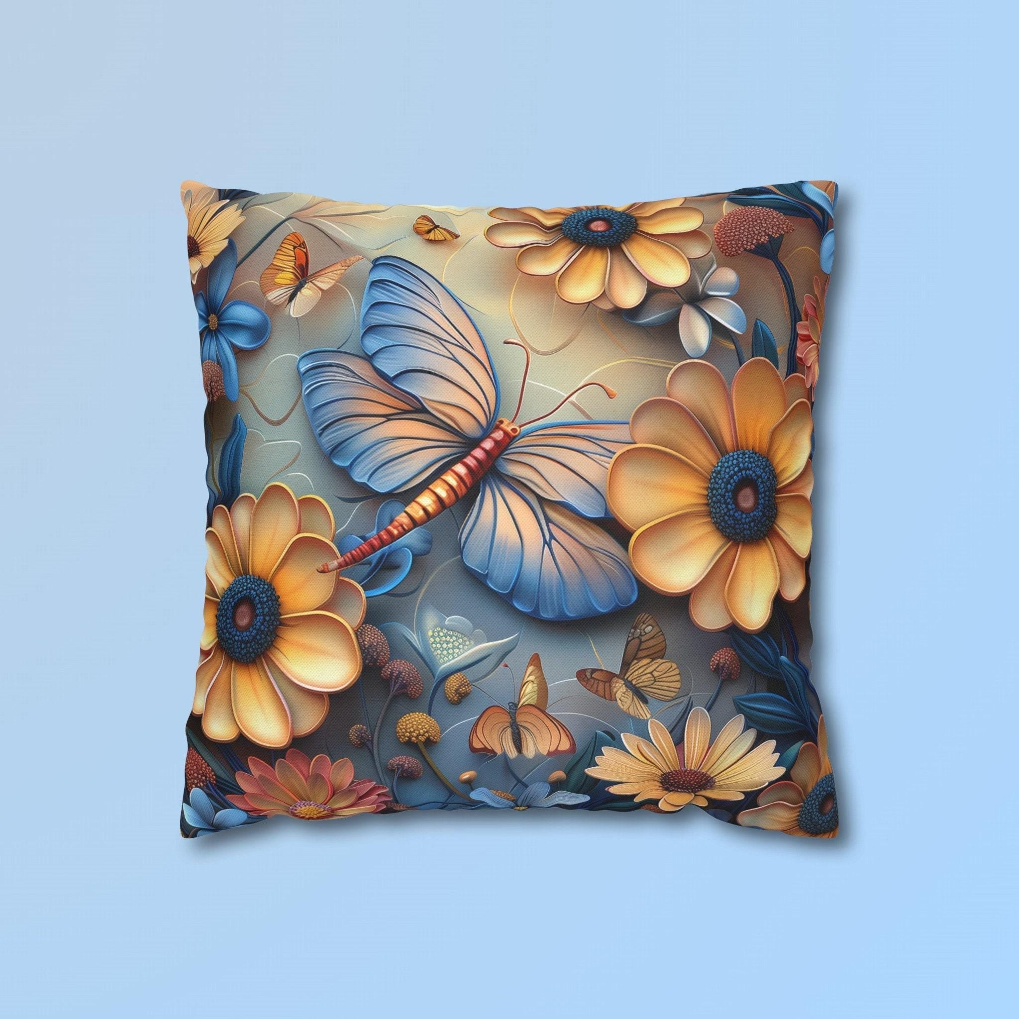 William Morris Inspired Butterfly Pillow Cover, Floral Nature Design