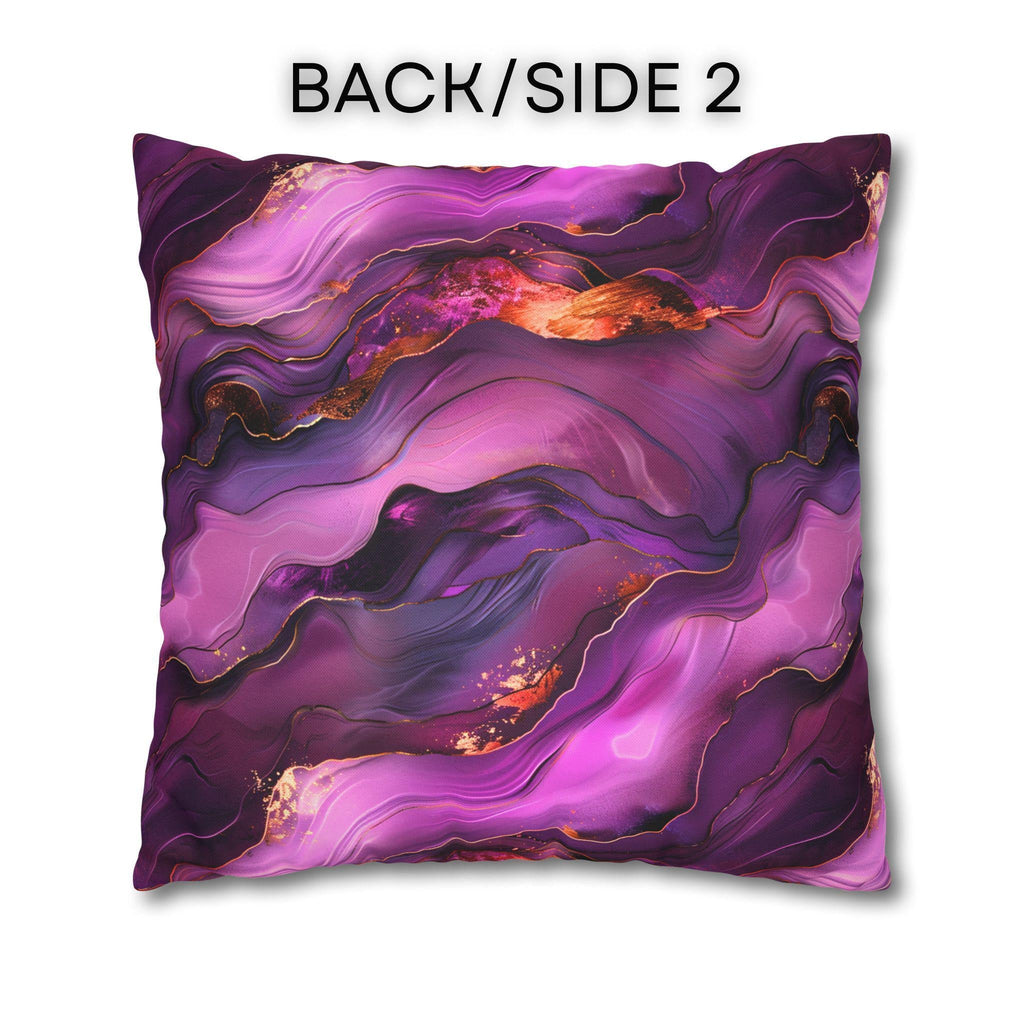 Abstract Plum Pillow Cover: Waves of Amethyst with Copper Fire Colored Accents