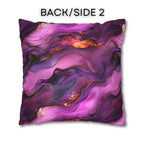 Abstract Plum Pillow Cover: Waves of Amethyst with Copper Fire Colored Accents