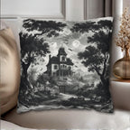Halloween Toile Pillow Cover: Black and Cream Quietly Spooky Decor