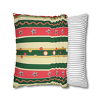 Kitschmas Retro Christmas Pillow Cover: Vintage Style Holiday Stripe & Star Pattern