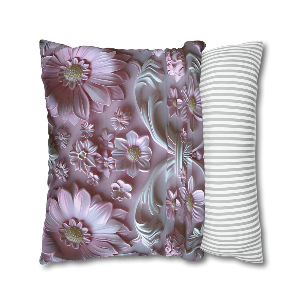 Pink Floral Coquette Pillow Cover: Rococo Style Cushion