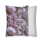 Pink Floral Coquette Pillow Cover: Rococo Style Cushion