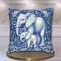 William Morris Inspired Elephant Pillow Cover: Blue & White Botanical Tapestry Cushion Case