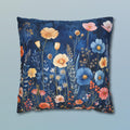 Navy Blue Floral Pillow Cover: Dreamy Garden Accent