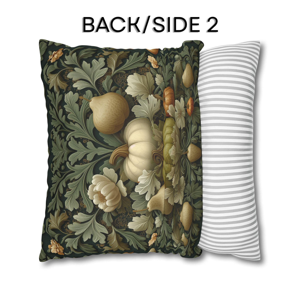 William Morris Inspired Pillow Cover: Vintage Style Autumn Tapestry in Sage and Cream
