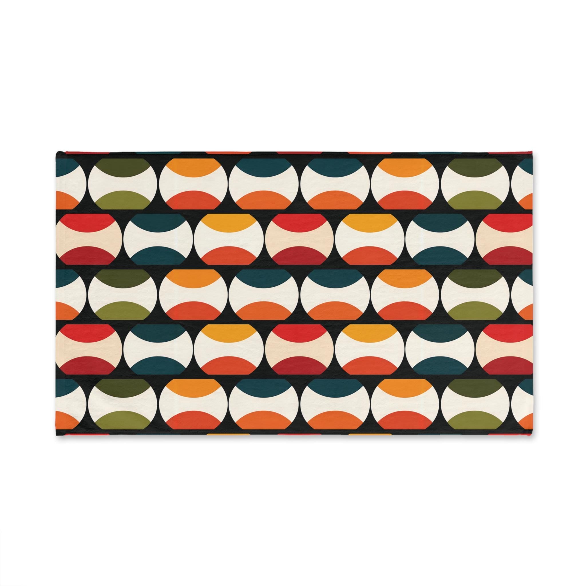 Bauhaus Hand Towel: Retro Mid Century Modern Bold Geometric Design