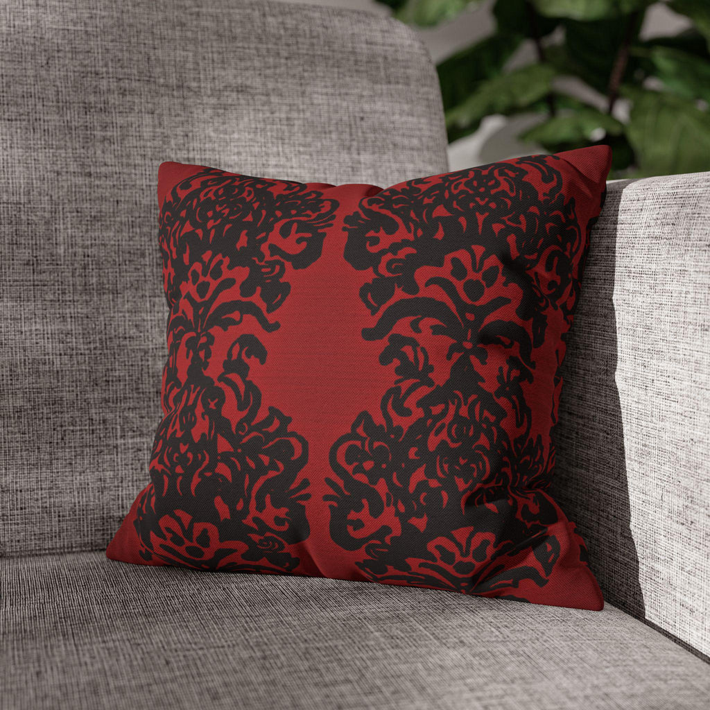 Black Damask Pillow Cover: Gothic Crimson Red Accent Pillow