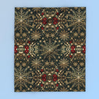 Elegant Golden Snowflake Poinsettia Fleece Blanket: Christmas Decor & Cozy Winter Gift