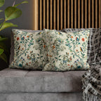 Vintage Chinoiserie Bird Pillow Cover: Cream Floral Botanical Cushion