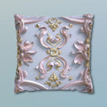 Pastel Pink Rococo Pillow Cover: Gold Accent Coquette Decor