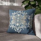 Elegant Teal Damask Pillowcase: Baroque-Inspired Floral Cushion Cover for Luxurious Home Decor