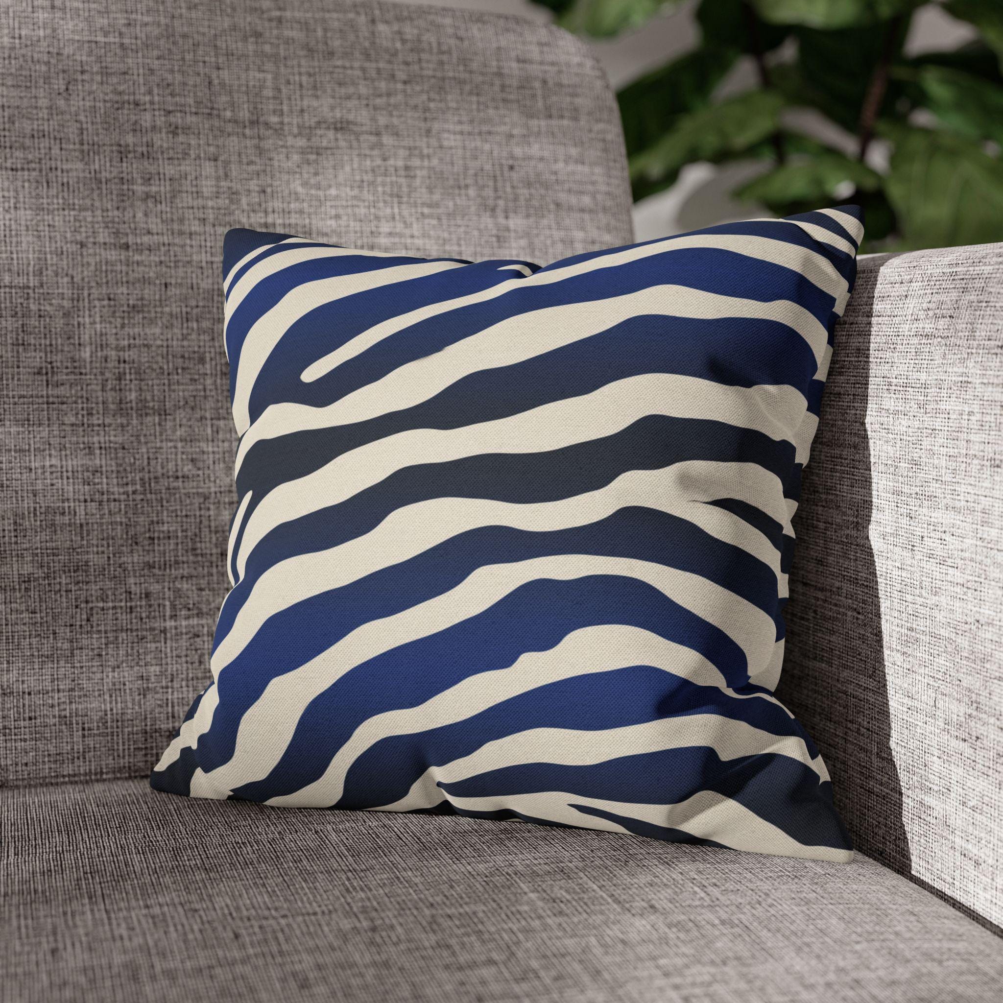 Navy Black Gradient Zebra Stripe Pillow Cover: Bold Safari Print for Modern Neutral Decor