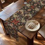William Morris Nutcracker Christmas Table Runner: Red, Green, Gold Vintage Style Holiday Dining