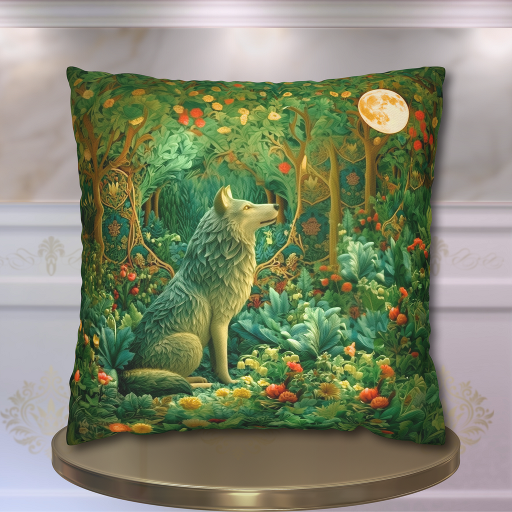 Mystical Wolf Moon Decorative Pillow