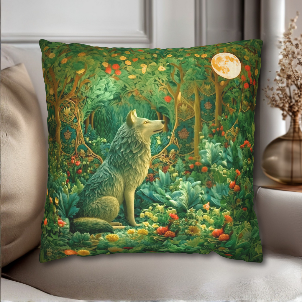 Mystical Wolf Moon Decorative Pillow