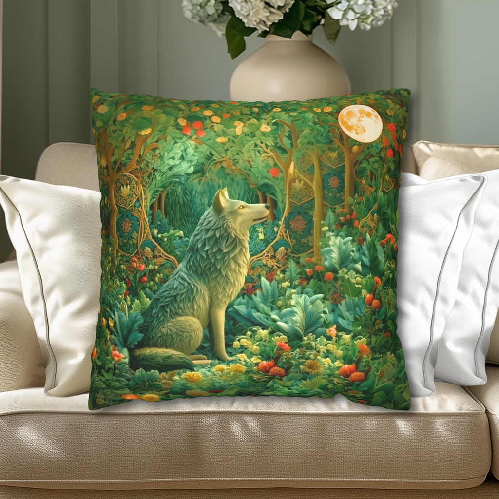 Mystical Wolf Moon Decorative Pillow