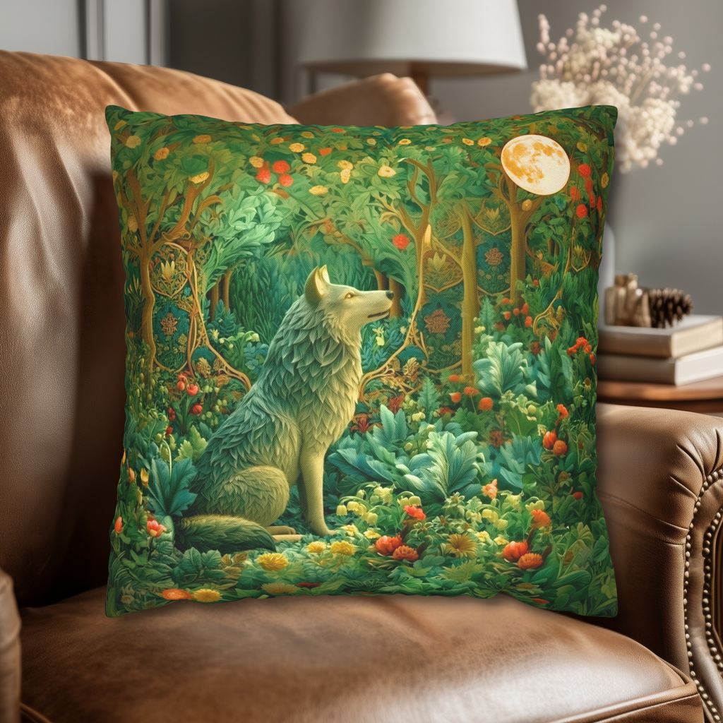 Mystical Wolf Moon Decorative Pillow