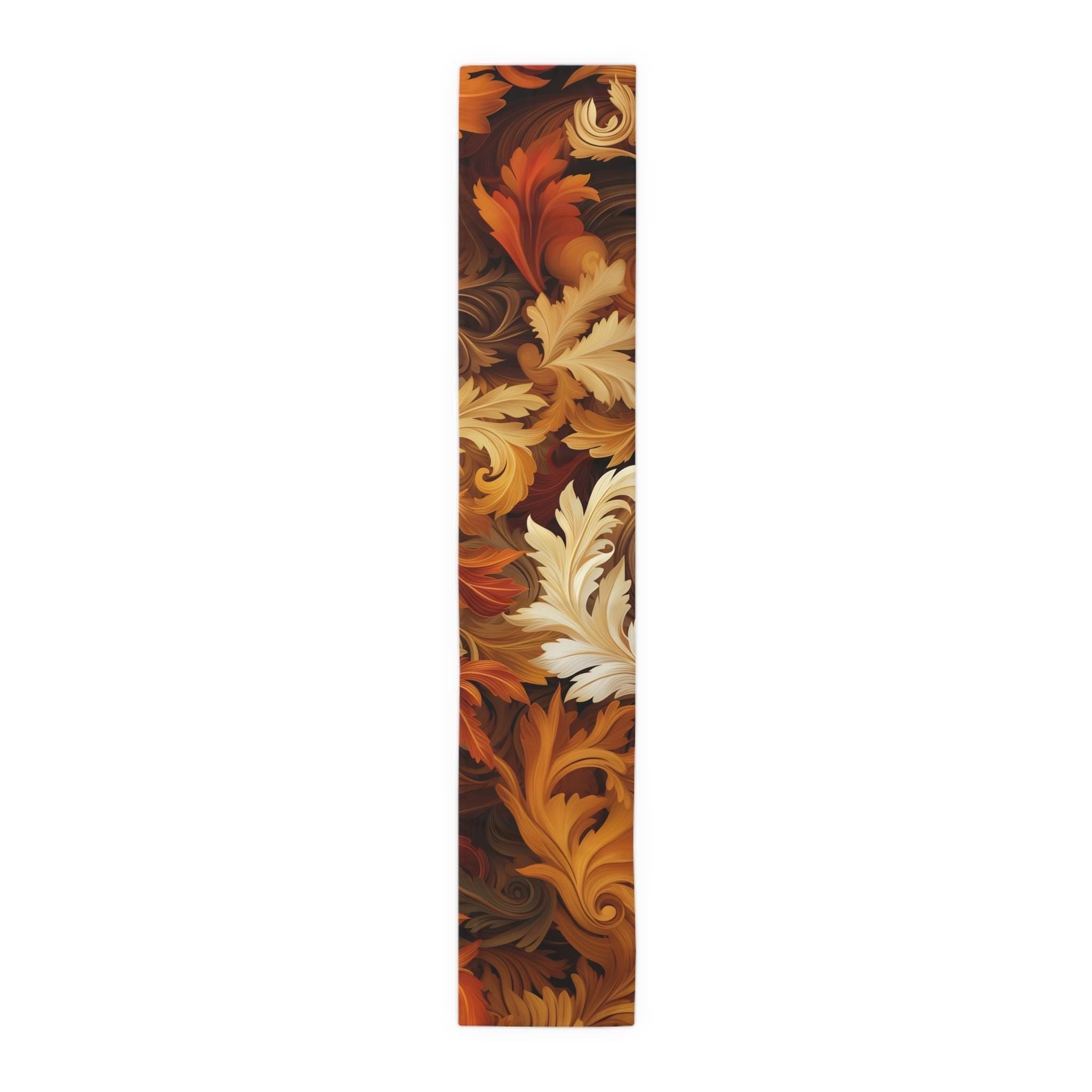 Swirling Autumn Leaves Table Runner: Fall Decor, Hostess Gift