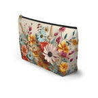 Vibrant Floral Accessory Pouch: Travel Cosmetics Bag, Zippered Makeup Case, Gift for Mom