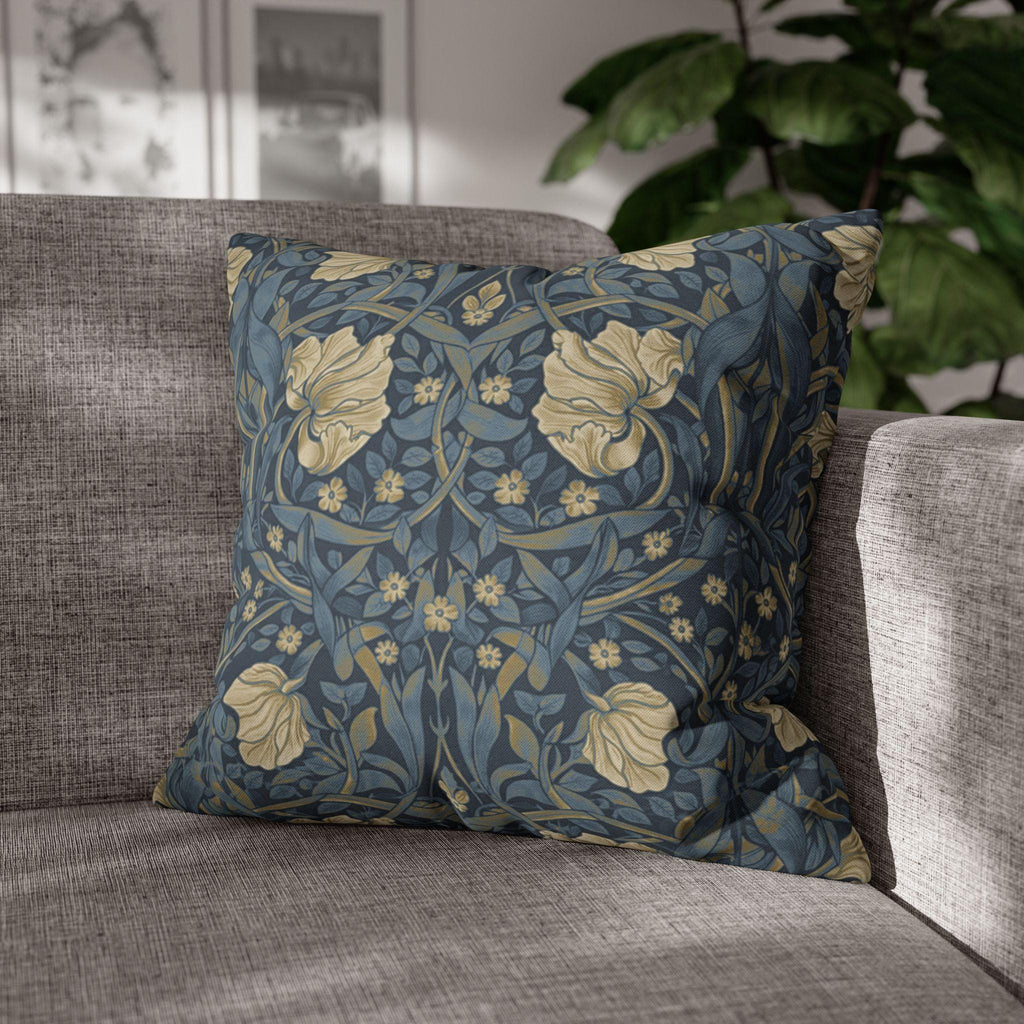 William Morris Pillow Cover: Charcoal Blue Ivory Vintage Pimpernel Reconstructed