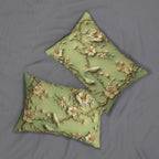 Lumbar Pillow: Chinoiserie Birds and Flowers - Pastel Sage Green