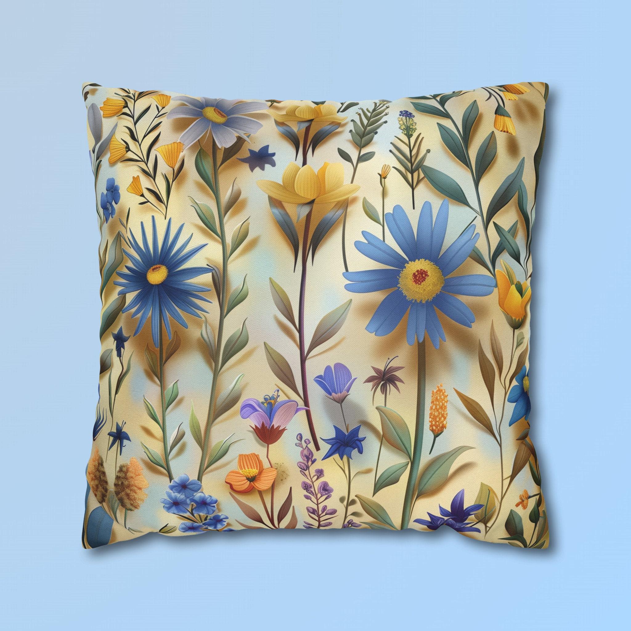 Wildflower Pillow Cover: Multicolored Floral Cottagecore Cushion