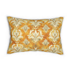 Damask Lumbar Pillow, Pumpkin Spice Fall Decor, Elegant Accent Cushion