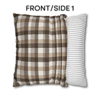 Neutral Brown Gingham Plaid Pillow Cover: Farmhouse Buffalo Check Accent