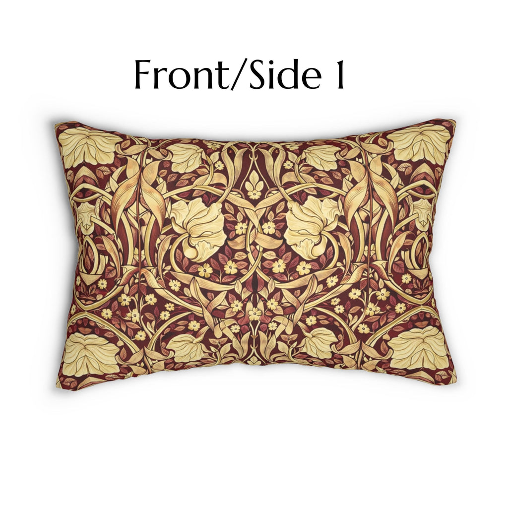 William Morris Lumbar Pillow: Burgundy Champagne Vintage Pimpernel Reconstructed