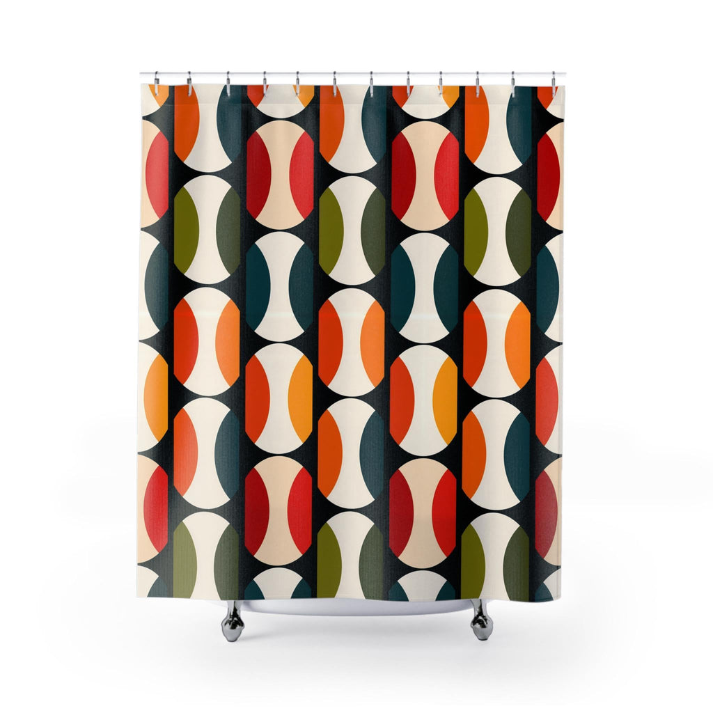 Bauhaus Shower Curtain: Retro Mid Century Modern  Bold Geometric Design