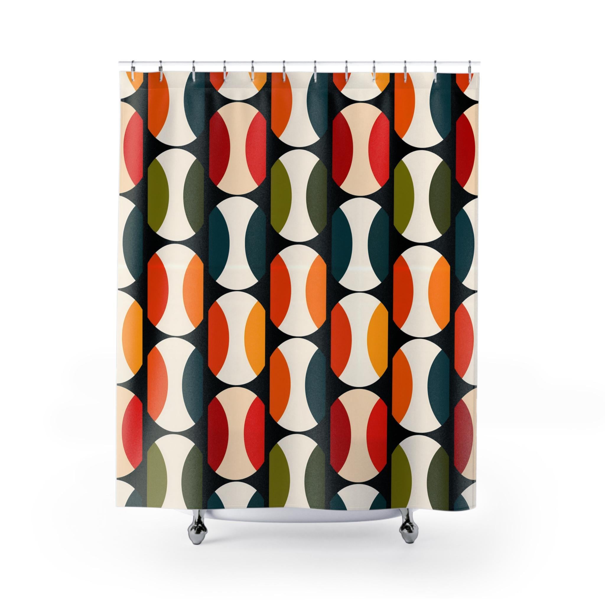 Bauhaus Shower Curtain: Retro Mid Century Modern  Bold Geometric Design
