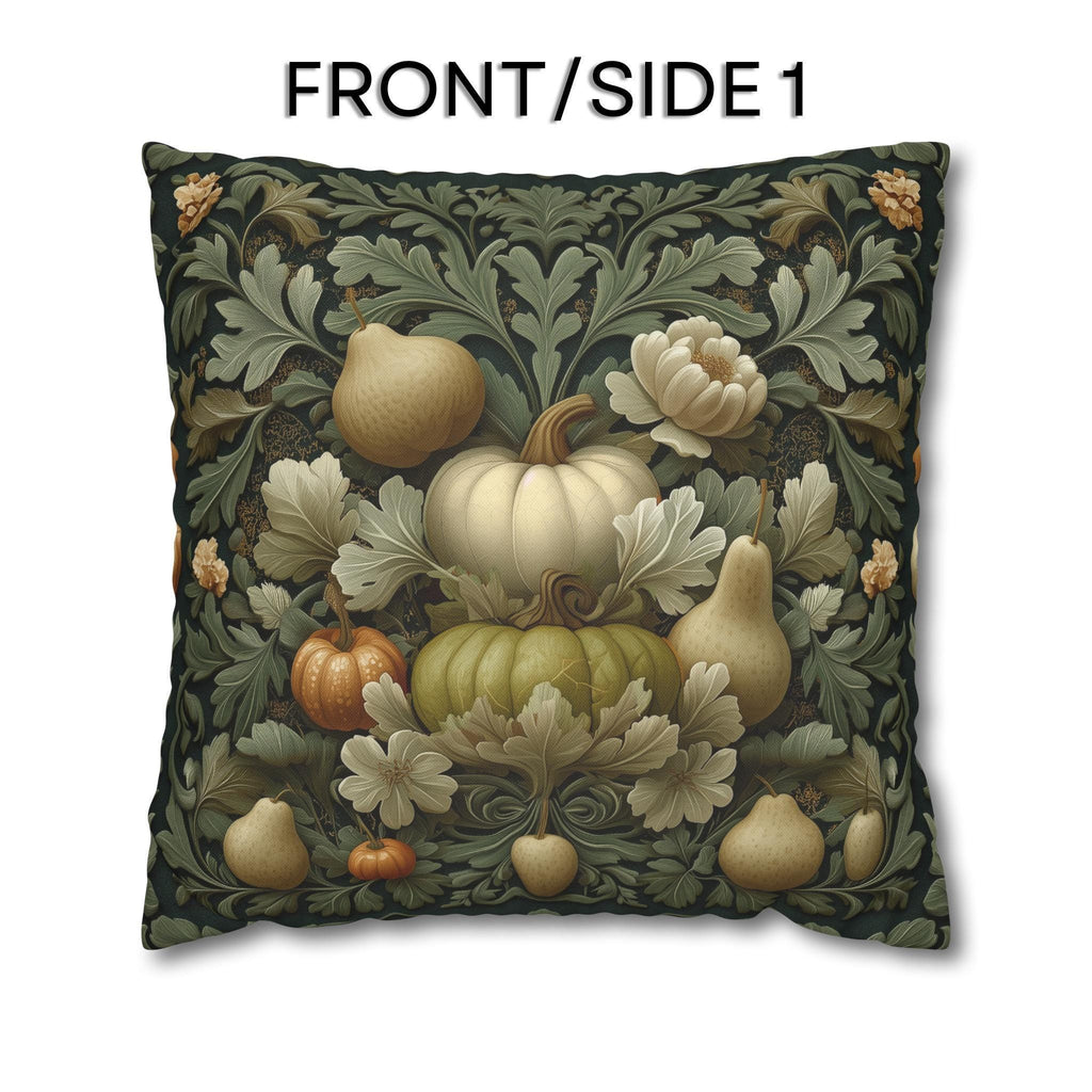 William Morris Inspired Pillow Cover: Vintage Style Autumn Tapestry in Sage and Cream