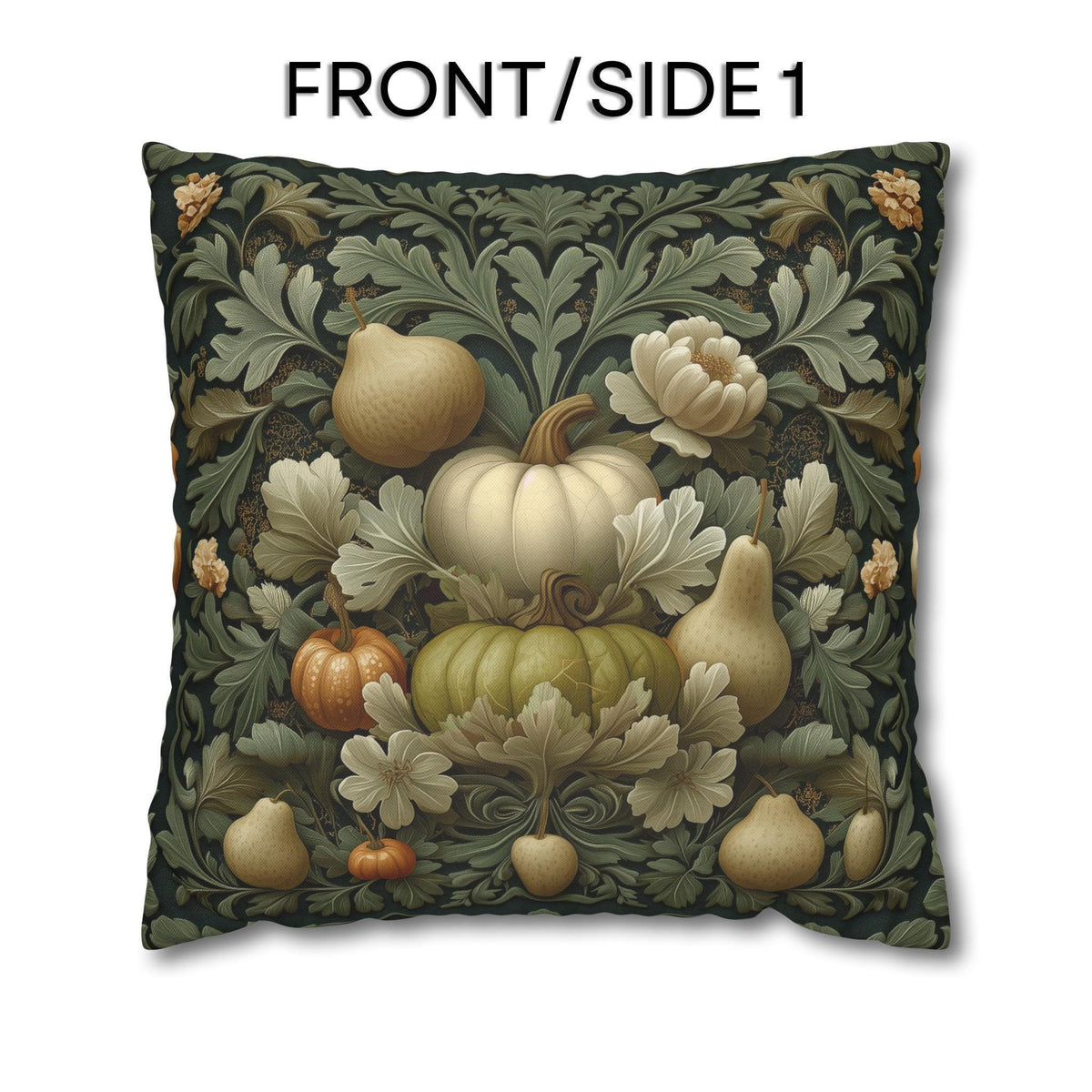 William Morris Inspired Pillow Cover: Vintage Style Autumn Tapestry in Sage and Cream