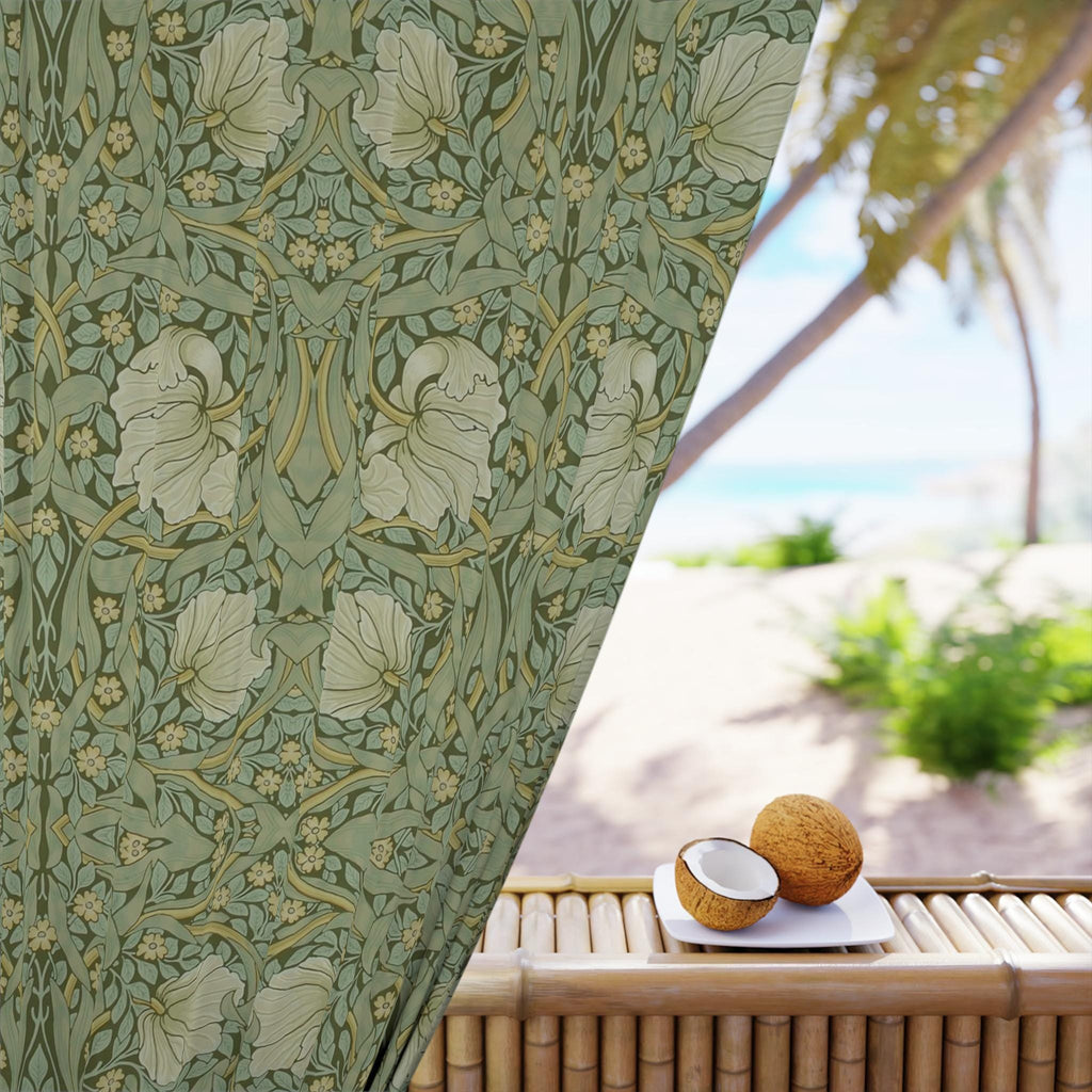 Blackout Curtain Panel: William Morris Pimpernel - Sage Green, Vintage Style