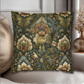 Botanical Damask Throw Pillow Cover: Moody Sage, Teal and Cream Floral