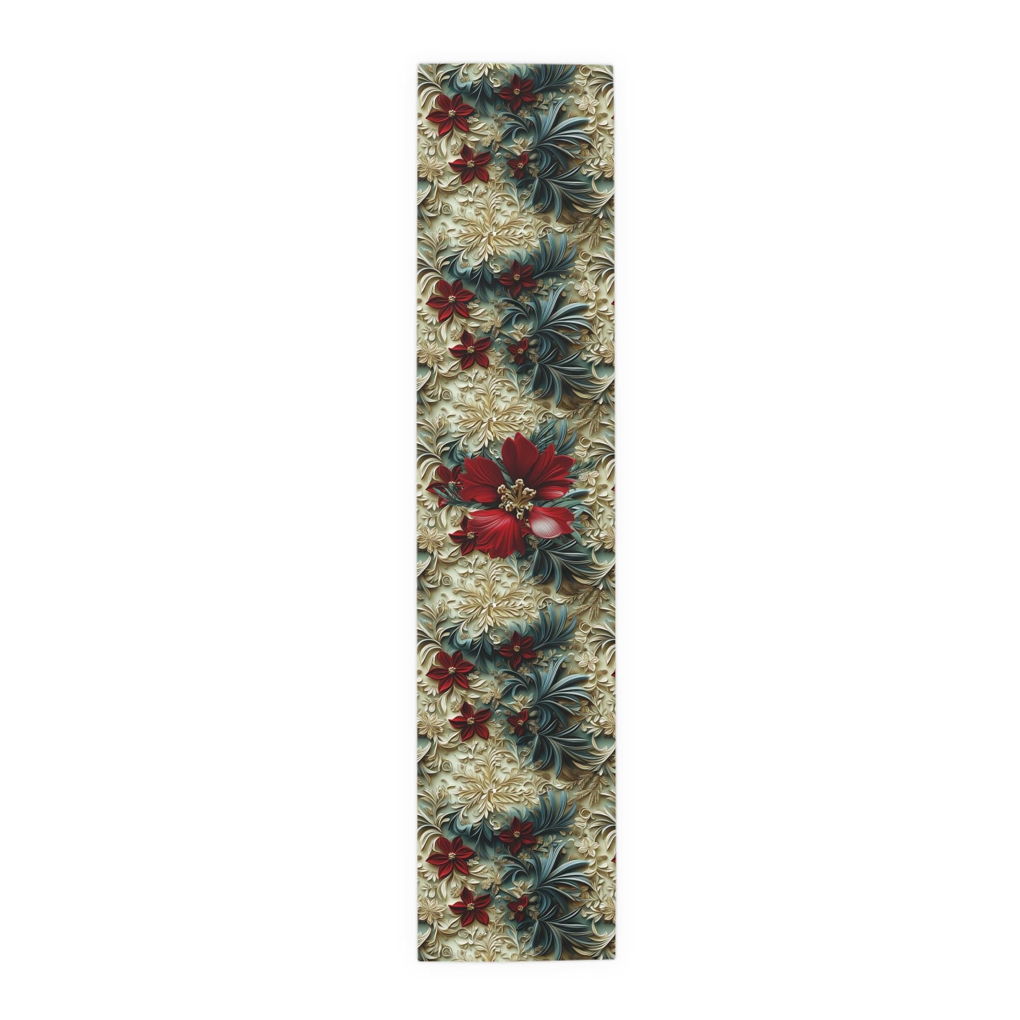 Poinsettia Table Runner: Holiday Cotton Dining Decor