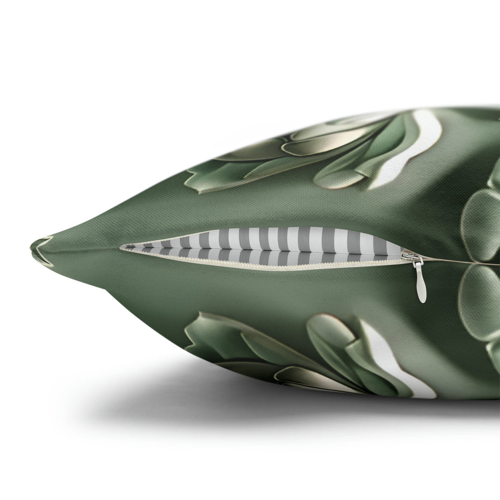 Elegant Chinoiserie Floral Pillow Cover: Sage & Teal Monochromatic Sculpted Botanical Cushion Case