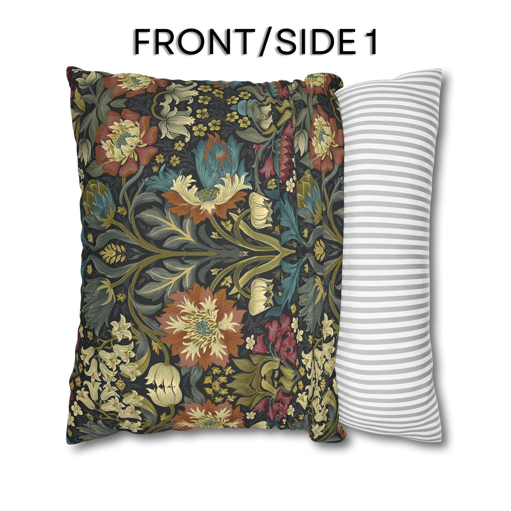 William Morris Inspired Pillow Cover: Midnight Navy Botanical Design