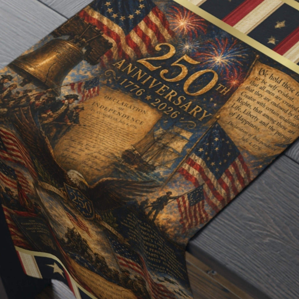 Patriotic Table Runner: US 250th Anniversary Tribute to Democracy