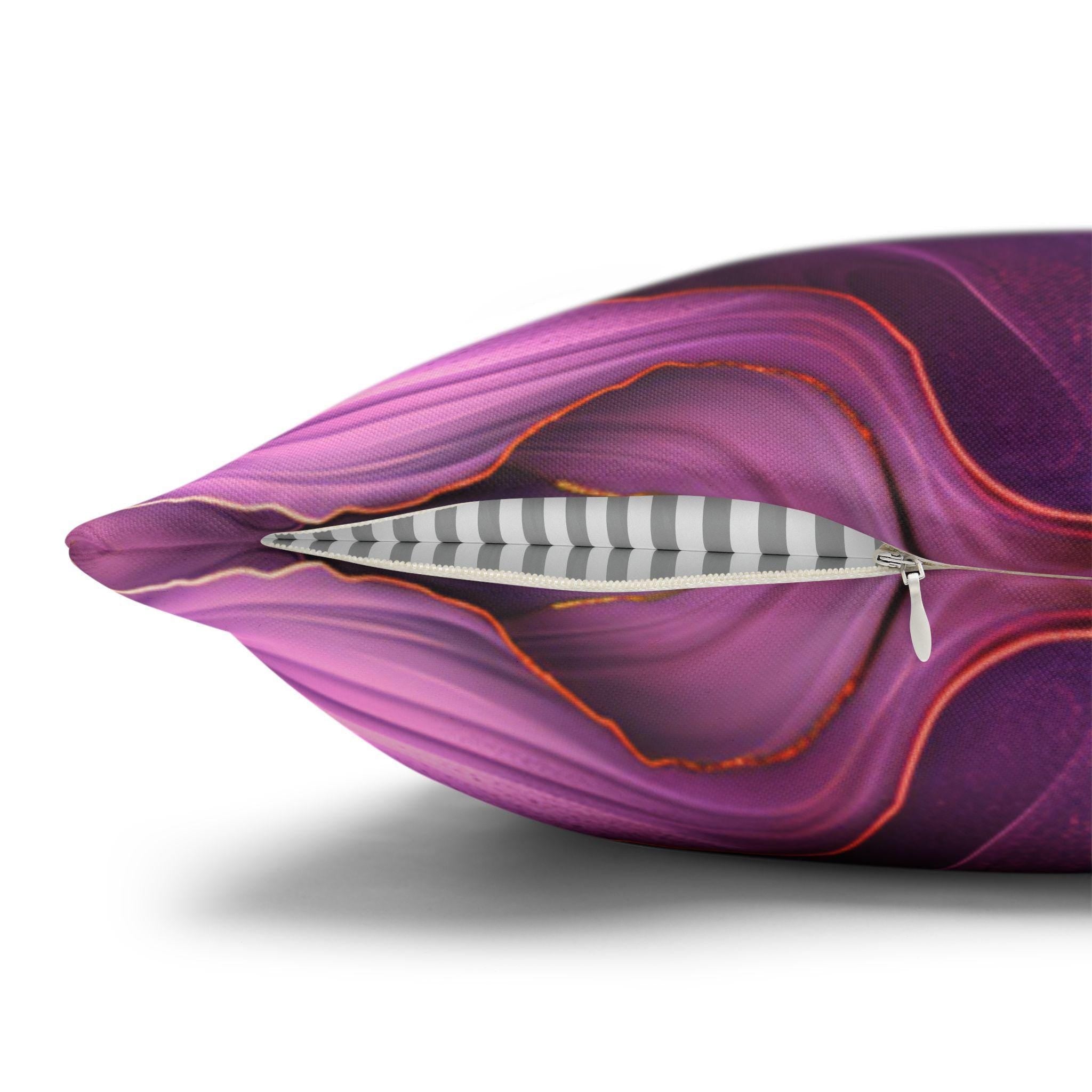 Abstract Plum Pillow Cover: Waves of Amethyst with Copper Fire Colored Accents