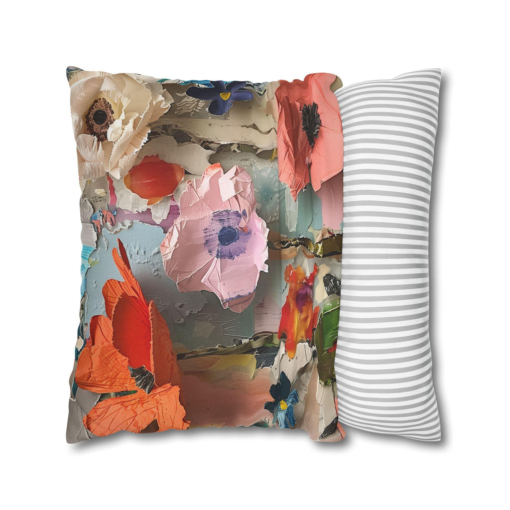 Floral Pillow Cover: Paper Collage Art Inspired Design