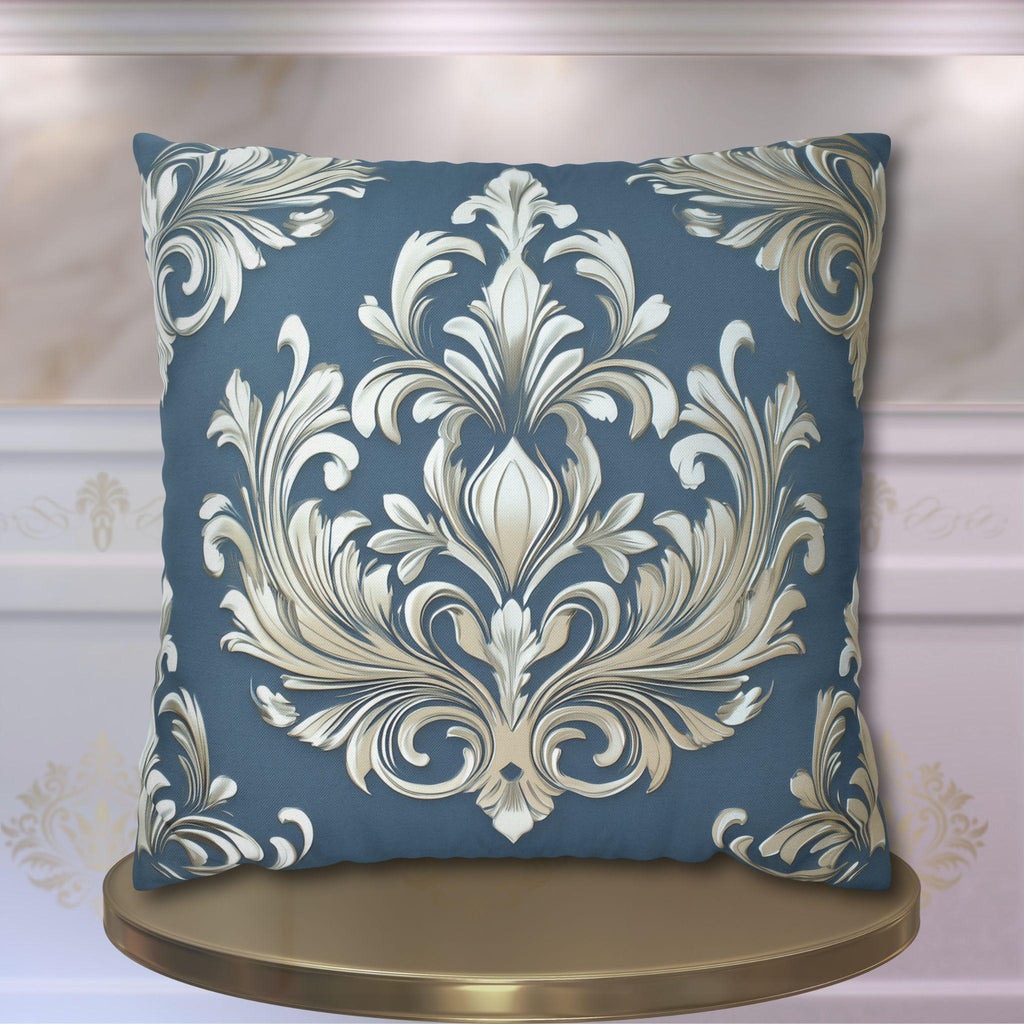 Opulent Damask Square Pillowcase: Classic Elegance for Bedroom & Living Room with Scroll Floral Design