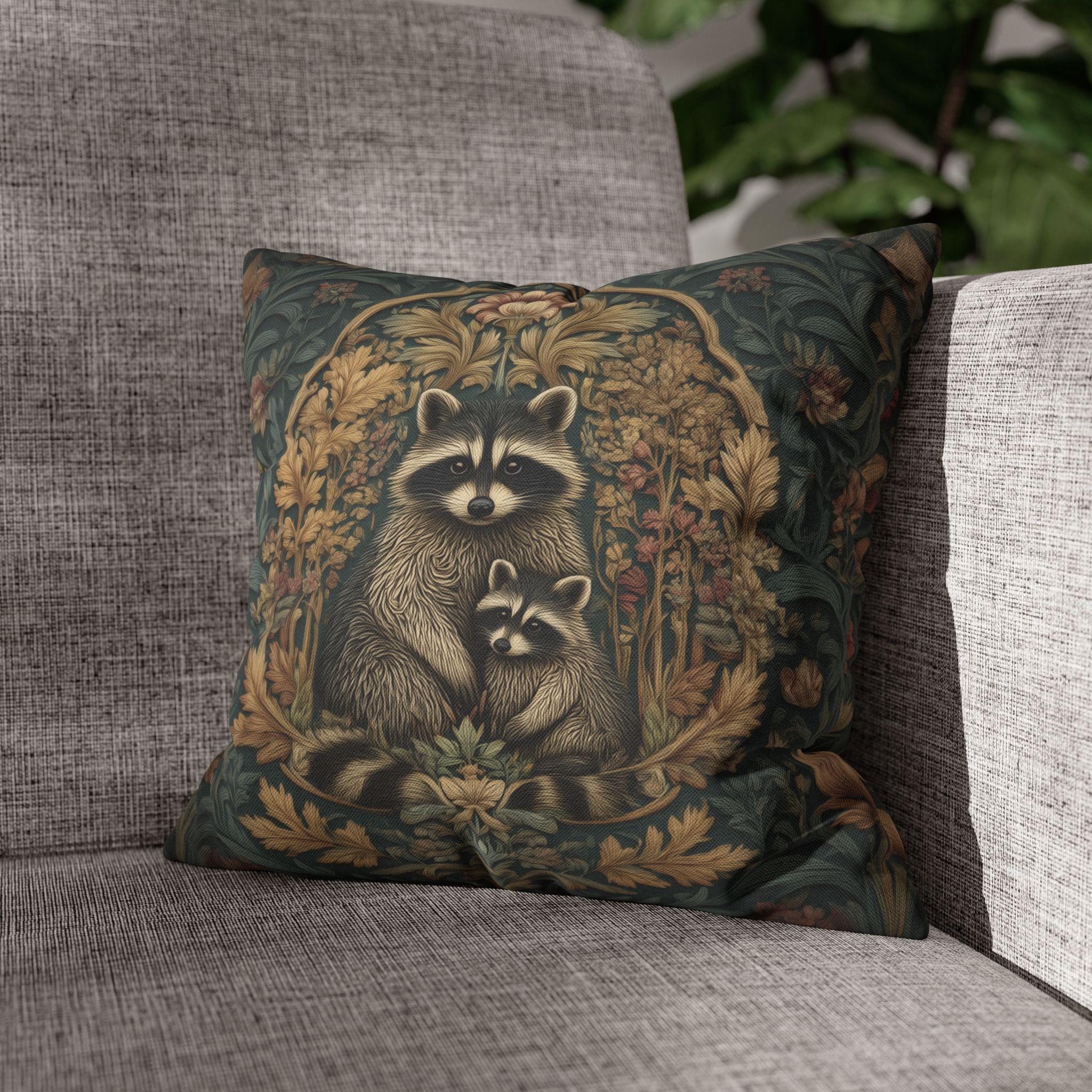 William Morris Raccoon Pillow Cover: Whimsical Woodland Animal Decor