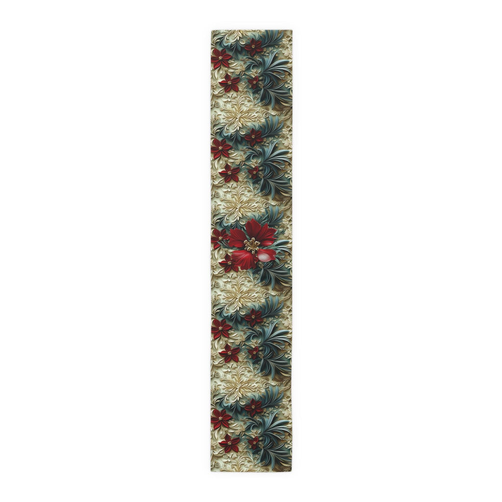 Poinsettia Table Runner: Holiday Cotton Dining Decor