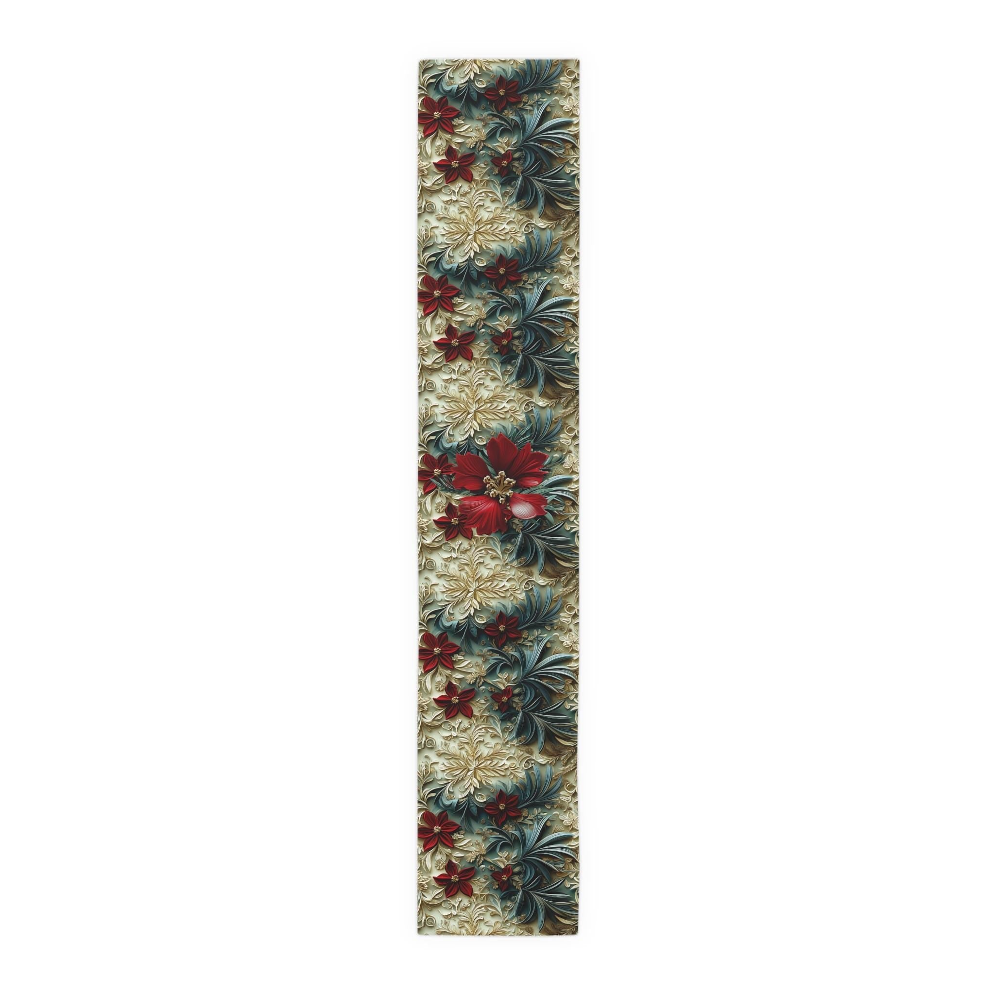 Poinsettia Table Runner: Holiday Cotton Dining Decor