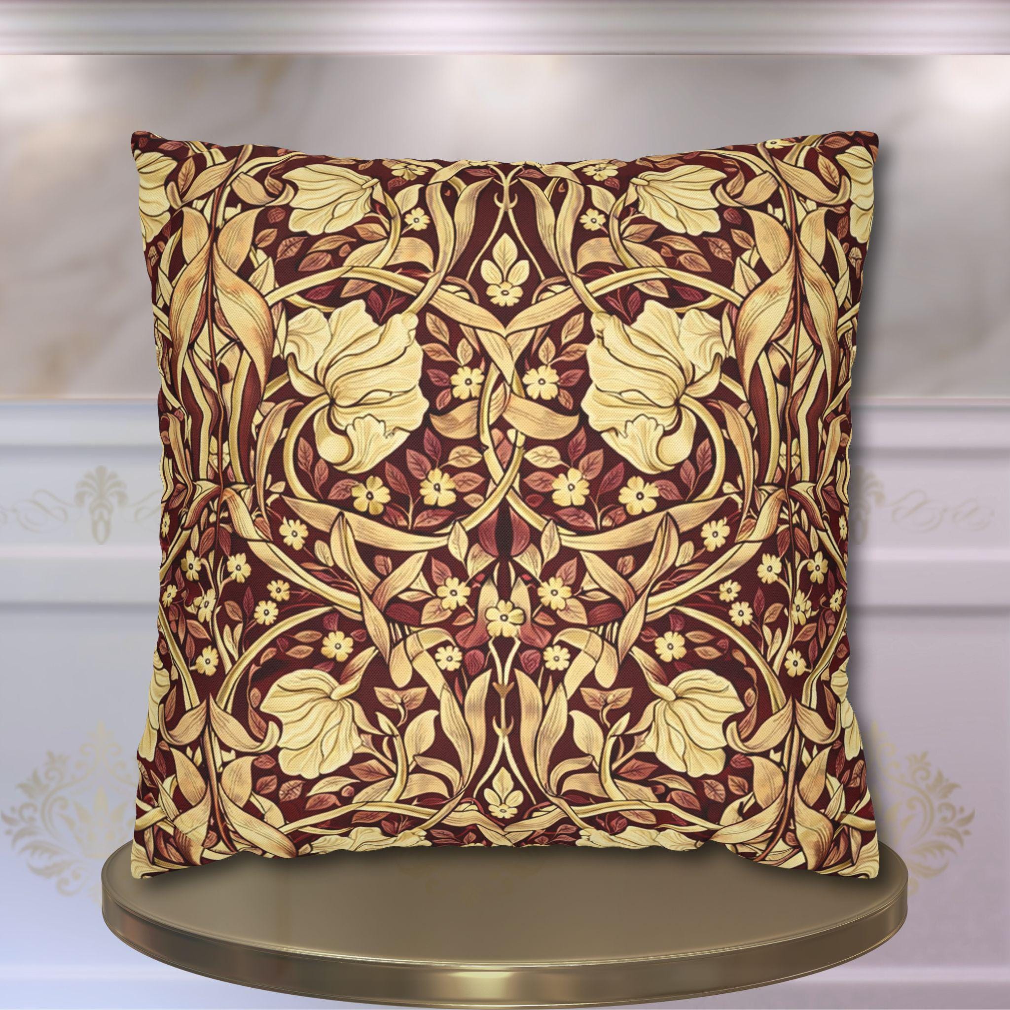 William Morris Pillow Cover: Burgundy Champagne Vintage Pimpernel Reconstructed