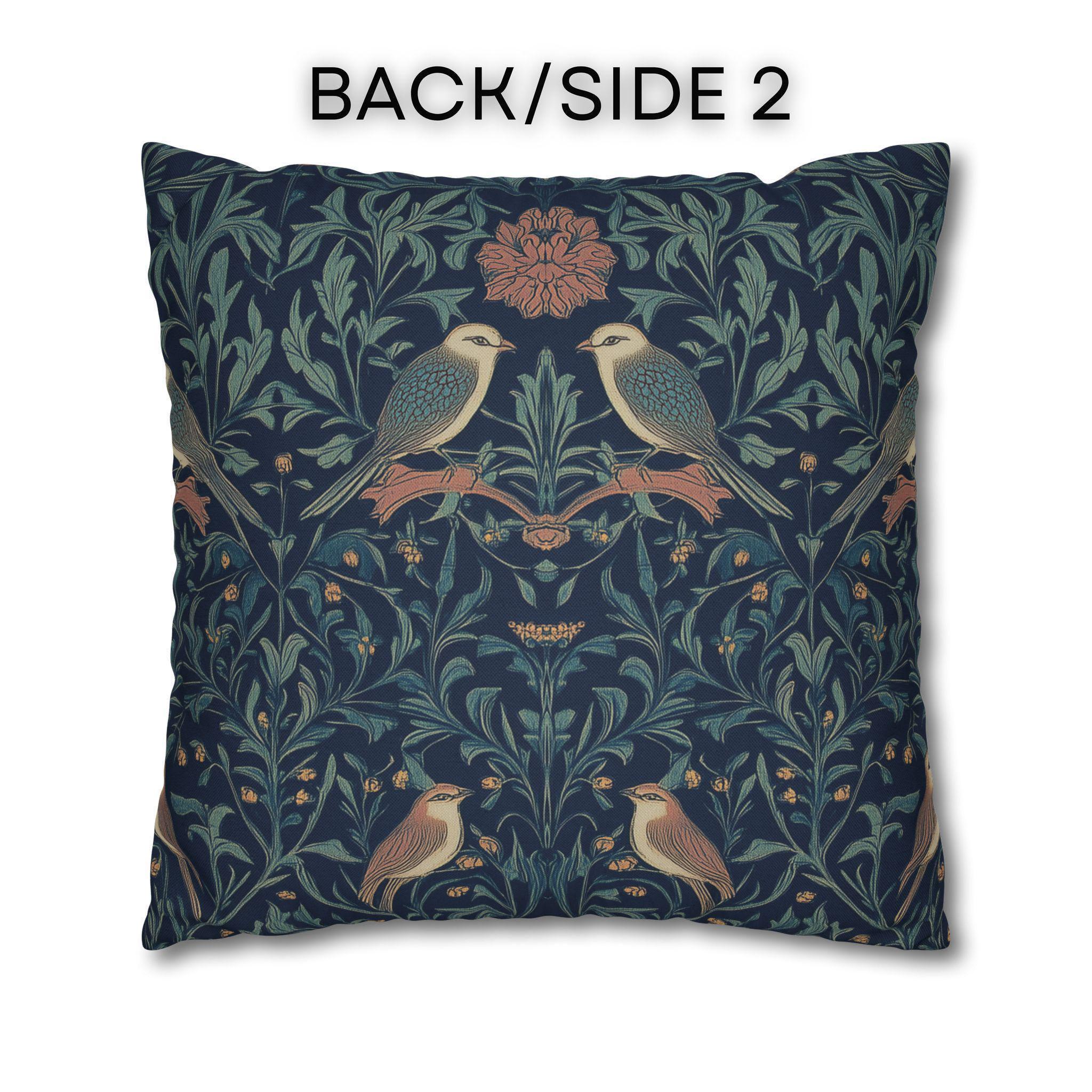 Midnight Songbirds Pillow Cover: William Morris Revival