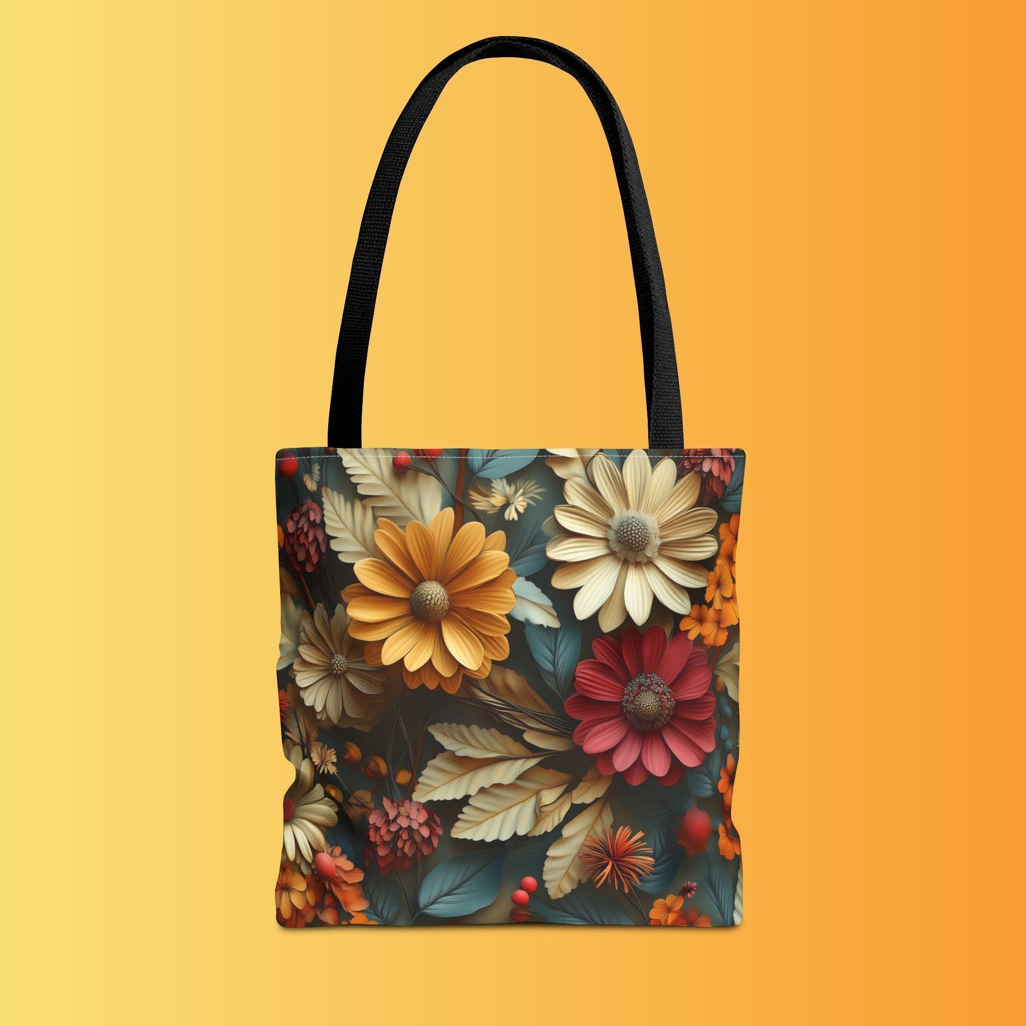 Autumn Floral Tote Bag: Detailed Fall Flowers Design